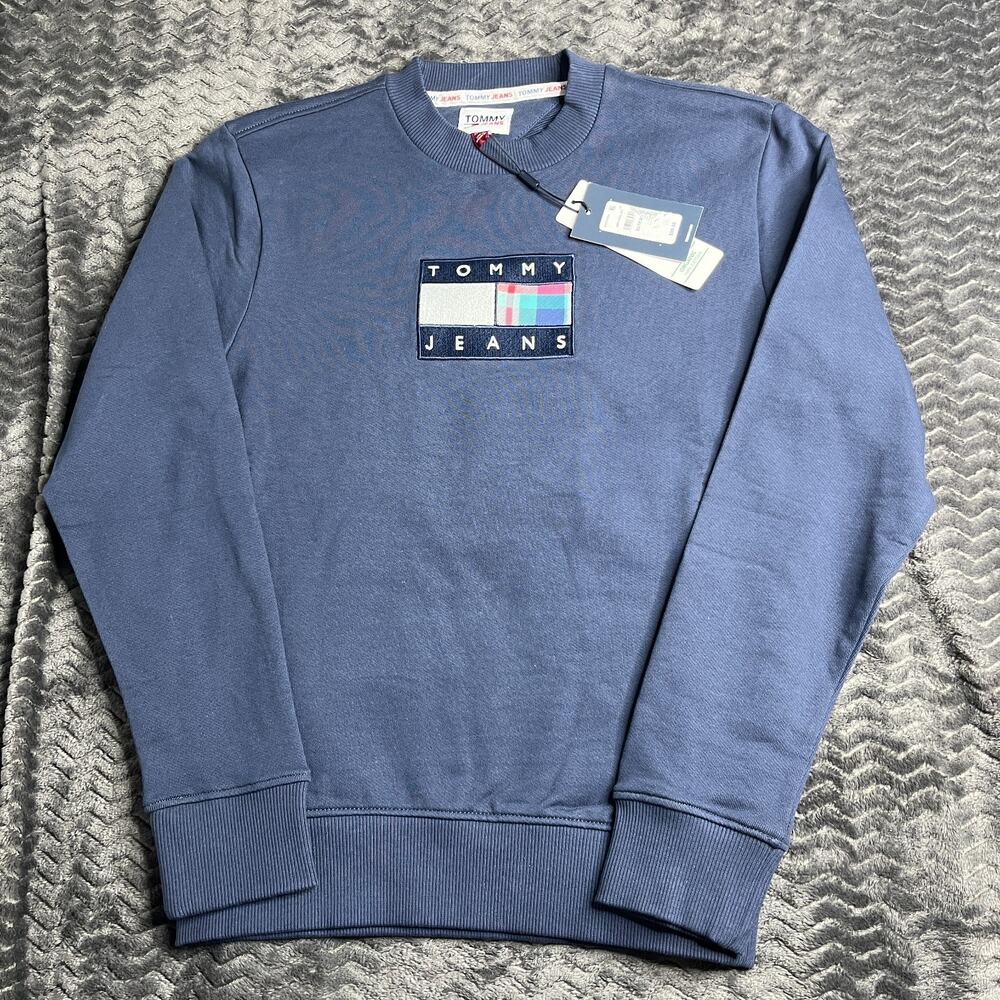 Tommy Jeans Regular Tartan Flag Crew neck Sweatshirt size XS NWT